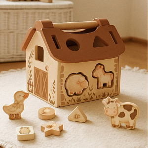 Сортер деревянный Mrs. Ertha "Animal Farm", бежевый